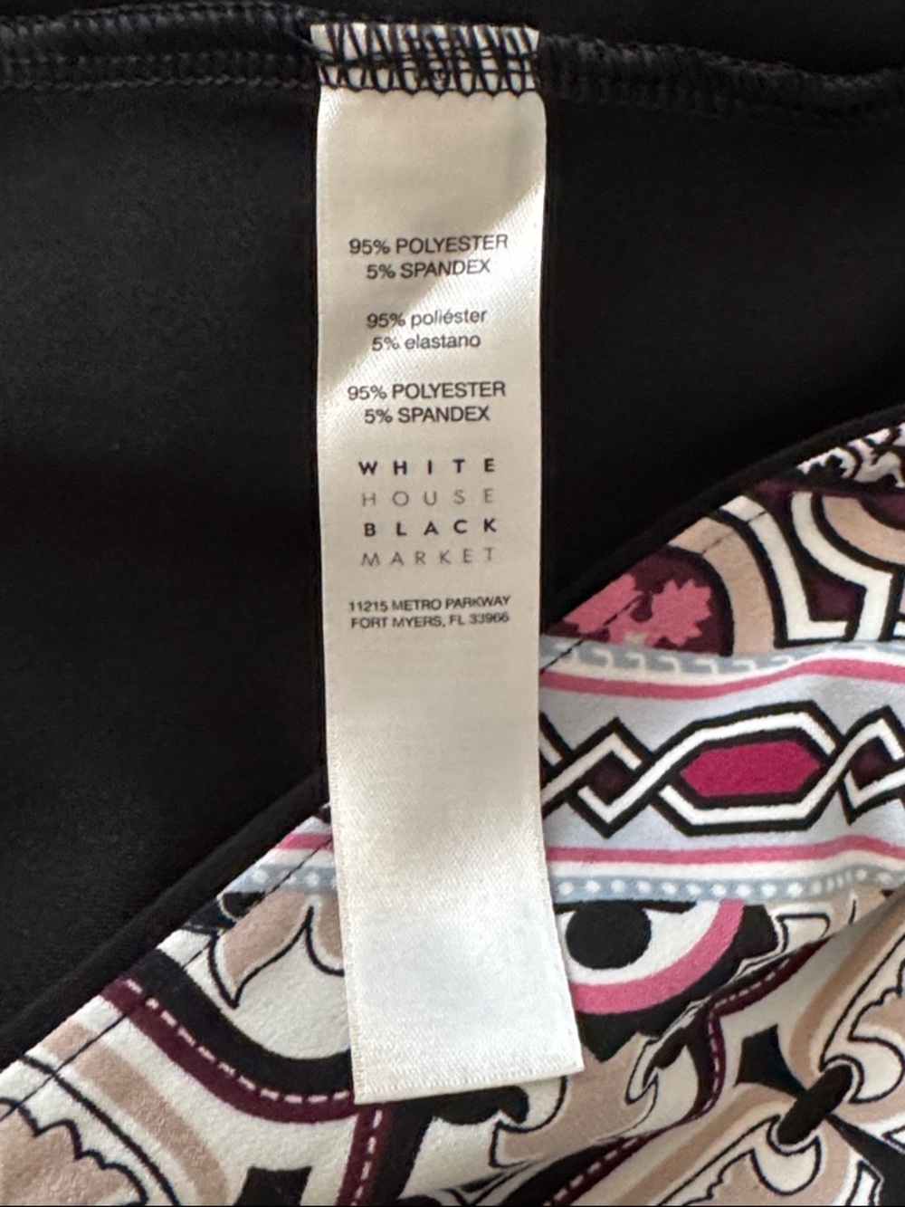 WHBM Black Geometric, Patten Reversible Stretch Knit Sheath Dress Size M - Picture 11 of 12
